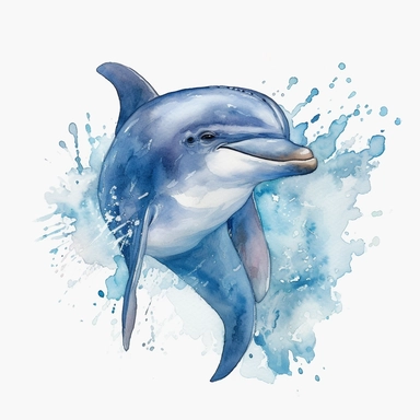 watercolor happy dolphin clipart, blue whale clipart , original hand drawing, style of the artwork, mood of the artwork, white background, 8K quality, ultra detailed , clipart, white background, High Quality, ultra detailed