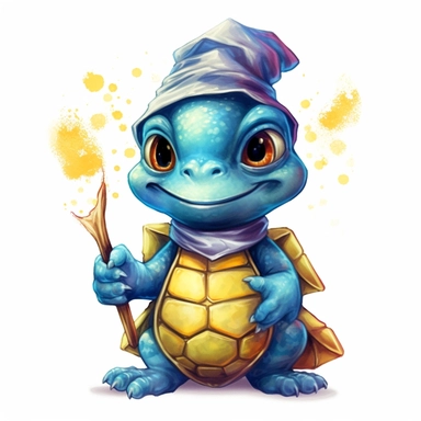 vector cute Turtle character wearing wizard custom and wizard element with happy face ,front facing on isolated background,colorful color,with happy face and expression,Animal Sublimation Clipart,no splash watercolor,white background, ultra detailed clipart, cut out image, colorful watercolor realistic, cartoon style, ultra HD, sharp and clean art