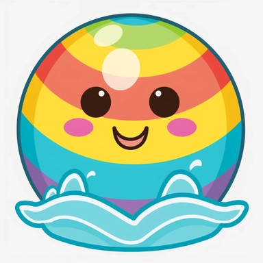 kawaii beach ball, clip art no background