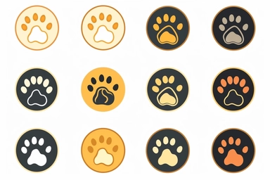 dog paw themed logo clipart set, cheerful, happy,--v 5