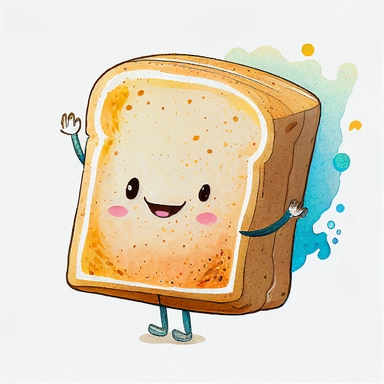 a cute cartoon toast bread. Watercolor painting style. Illustration clipart