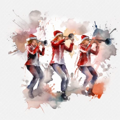 clipart, watercolor, modern high school georgia marching band, simple, 3 colors, watercolor, white background, v 5.1 99