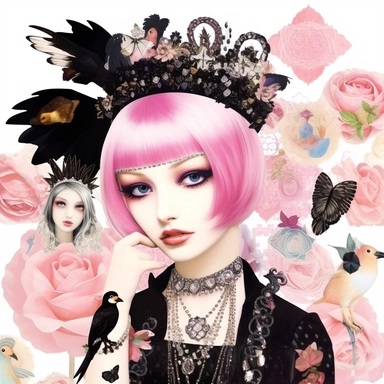 gothic clip art page white background photo realistic beautiful woman, Quilt design of portrait of a woman In the style of collage in swamp wedding makeup card captor sakura anime, candy candy, Phantom Thief Saint Tail, card captor sakura, pink mexican city, amazing, soft pastels, turquoise, shiny, neon, glitter and feathers, Jeremy Mann, Aleah Chain, leonadro da vincidroberto ferri sadness solitude death fashion, Intricate, watercolor, oil painting, pastelpunk, passionpunk, heart-core, lisa fra