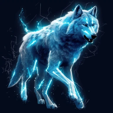 Blue wolf walking, lightening clipart