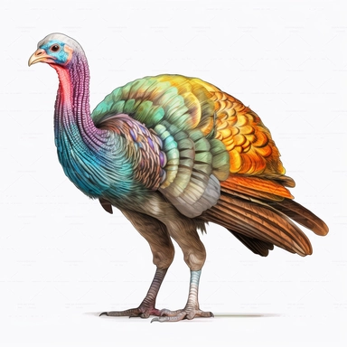 Thanksgiving turkey clipart, centered, white background, image only style by Lucy Fleming, watercolor, smooth gradients, black contour outline, ultra detailed, clipart elements, delicate pastel colors, solid white background, super clear, high quality