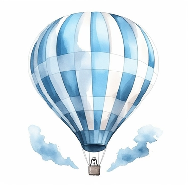 Argentina flag Colors Hot air balloon clipart in water colour style isolated on white background