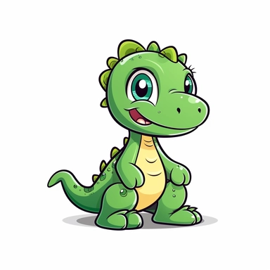 a Cute dinosaur clipart, clean lines, well defined, bold outlines, single design, White background