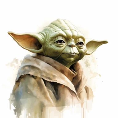 A whimsical, classy, creative profile drawing of Yoda, Watercolor Clipart,comic, strybk, full Illustration, 4k, sharp focus, watercolor, smooth soft skin, symmetrical, soft lighting, detailed face, concept art, muted colors, watercolor style, strybk, children's style fairy tales, chibi kawaii, . Octane rendering, 3d. Perfect face, detailed face, delicate face, perfect sharp lips, detailed eyes. Craig Davison, Aubrey Beardsley, Conrad Roset, Aikut Aidogdu, Agnes Cecil, watercolor style ,