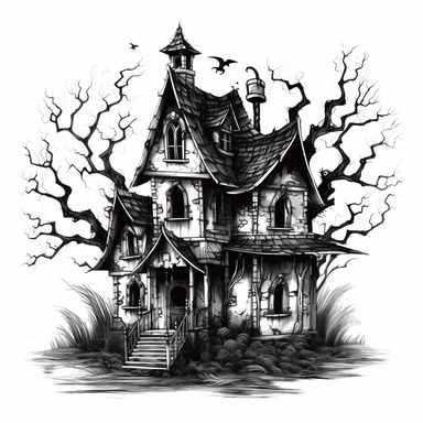 Witch House Creepy Gothic Clipart isolated on white background