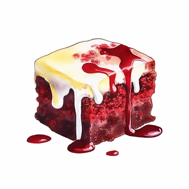 red brownie, clipart, watercolor, 8k, white background for removing background