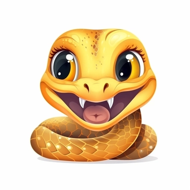 fantasy happy cute cobra face, cartoon, clipart, mascot, isolated on white background