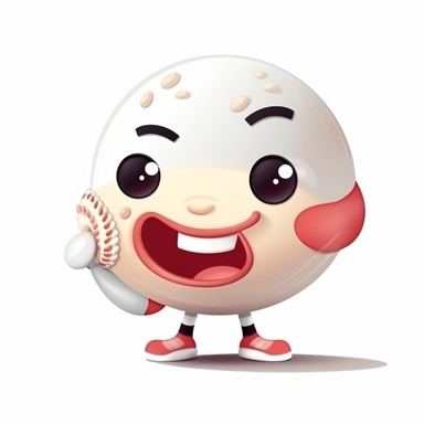 fantasy happy cute baseball player mamal face, cartoon, clipart, mascot, isolated on white background