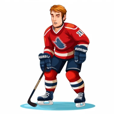 clipart of hockey player, white background, characiture