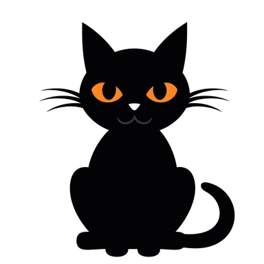 cute kawaii simple Halloween clip art black silhouette cut out of cat