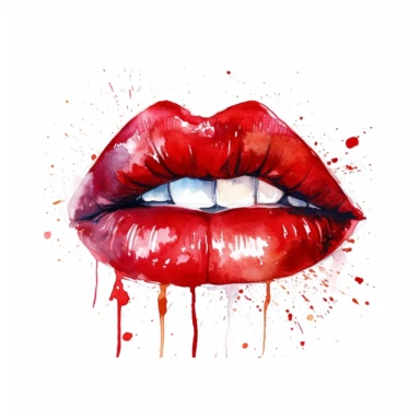 a watercolor red kissing lips vector illustration design, in the style of ryan mcginley, clipart, white background, 8k
