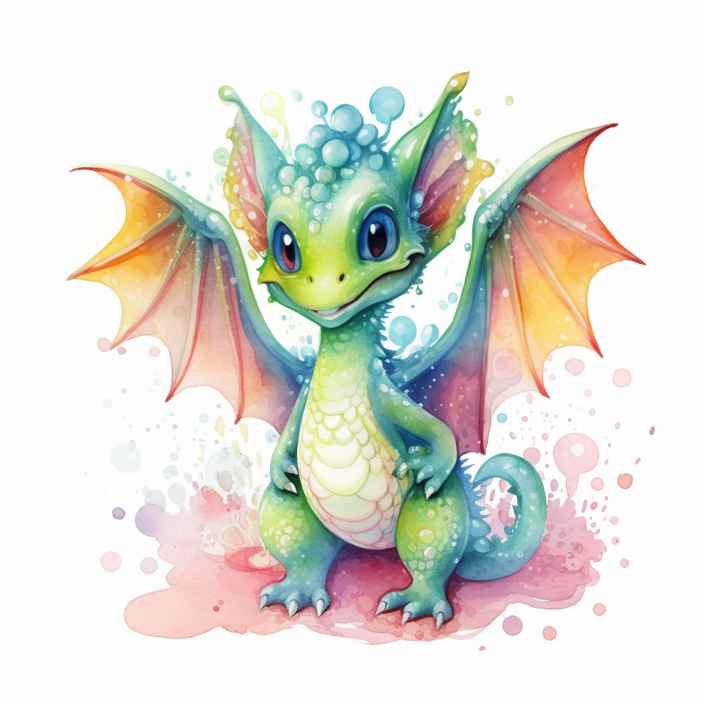 Whimsical Wonderland, clipart, cute dragon with wings character, full ...