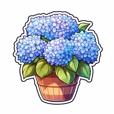 flower bouquet clipart sticker cartoon white border die cut flat design hyacinth hydrangea blue