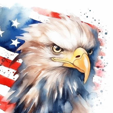 4th of July, watercolor clip art AR 3:2