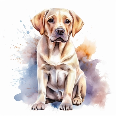 watercolour cute Labrador retriever dog sitting beautiful details four perfect legs and paws realistic beautiful facial features ultra detailed ultra photo real intricate detailed png image ,high definition,300dpi,graphic clipart,computer graphics