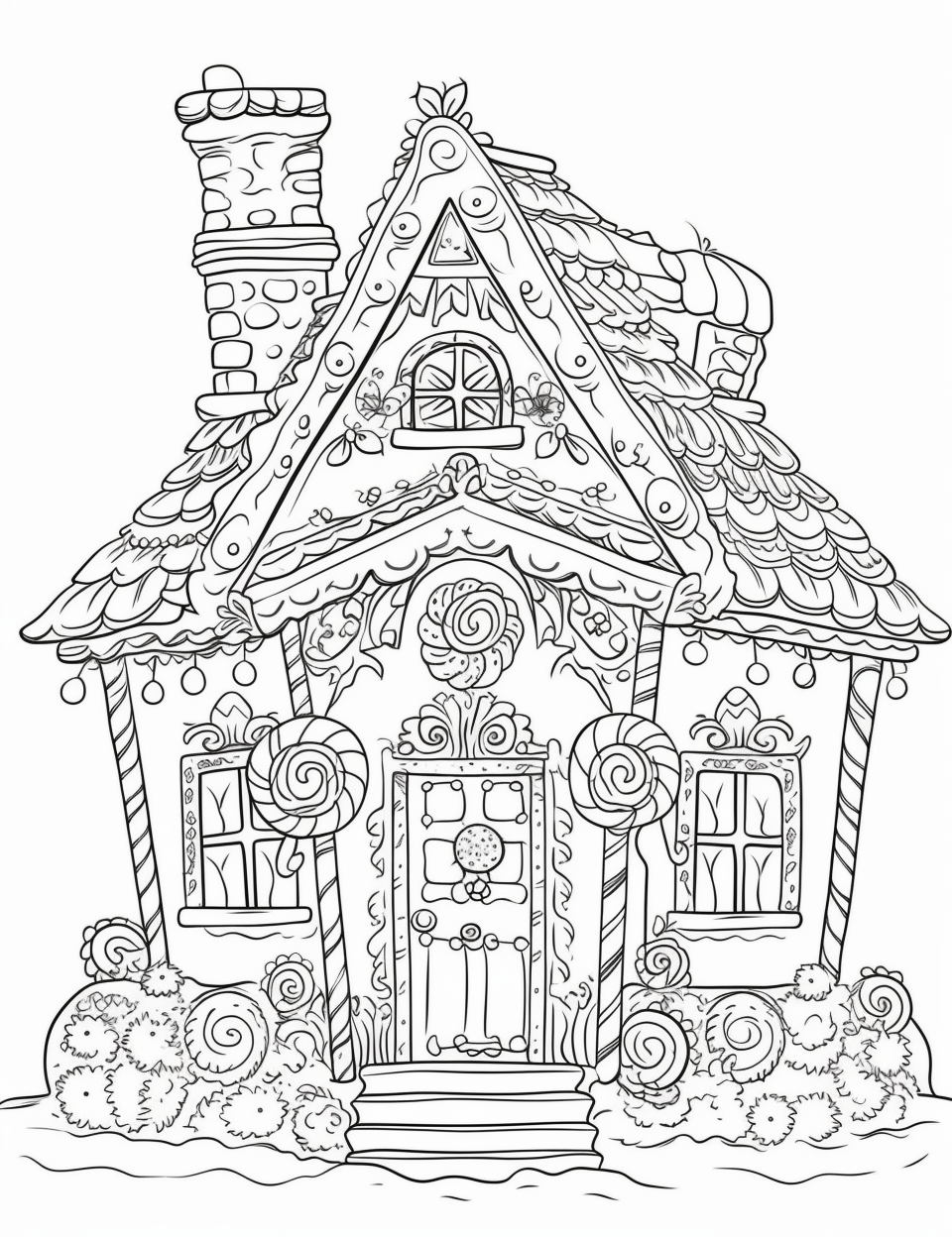 gingerbread house, clip art, coloring page, simple, line art, isolated ...