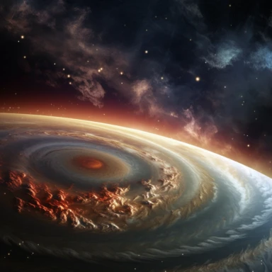 Clipart, A swirling storm on the surface of Jupiter, hyperrealistic, hyper high definition