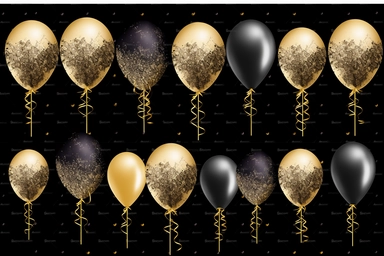 Creat Black and Gold Balloons Clipart, Glitter Balloon Overlays, Glitter Sparkle Confetti,