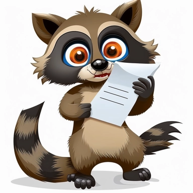 raccoon holding a letter funny face illustration vector clipart art