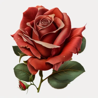 Watercolor red rose clipart red rose head. just red rose head on transparent background. no text. lifelike. 4k. 8k. the rose has no leaves on the thorns. hyper realistic, red rose circle ribbon, no background. no shadows