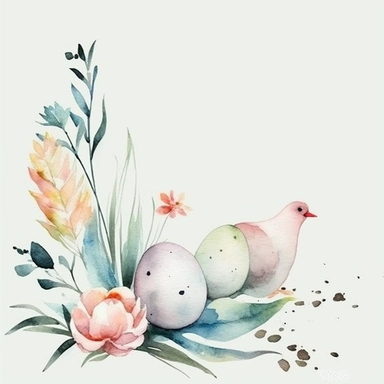 Watercolor easter corner border Clipart, easter, Minimalist Flowers Watercolor, Separated design, 8k