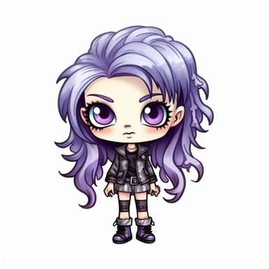 cute Monster High Chibi style girl, Halloween style, white background,clipart watercolor illustration, single object, high definition, white background for removing background