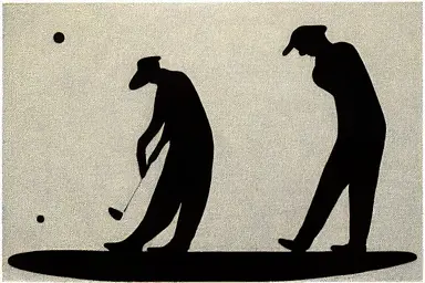 golfing silhouette, linocut, clipart