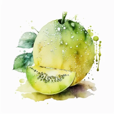 Honeydew, clipart, watercolor,White backgroun