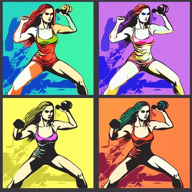 clipart popart feminal Fitness Workout Strength Gym Athletic Sports Bodybuilding Cardio Yoga Pilates Cycling Swimming Outdoor Nature Active Muscles Energy Progress Success Motivation Inspiration