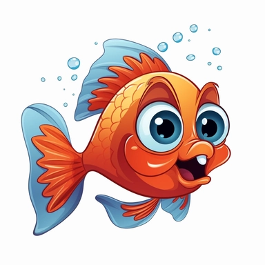 fish clipart, cartoon style, no background