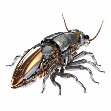mechanical cockroach, vector free clipart illustration, in the style of unreal engine 5, 32k uhd, detailed features, white background