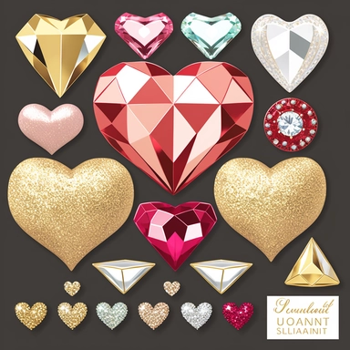 Luxx valentine Clipart, valentine Elements, Diamond elements , valentine Clipart ,glitter Clipart, Glam Clipart Set, diamond hearts Clipart