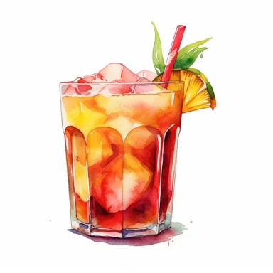 cold beverage, clipart, watercolor, white background,
