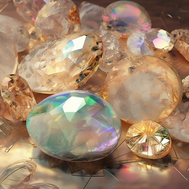 Generate a clipart toned down lens flare lighting luxury festive big glass snow covered fruits snowflake frozen winter crystal leaves fruits holographic iridescent prism plastic glitter roughly golden bokeh colorfull blurred abstract sparkle shiny aesthetic. truly timeless elegance premium luxury AAA+ opal adularescence incorporating precious gemstone gold druzy treasure delightful expensive big very clearly baroque pearl luster organic forms gold plated fresh water pearls ornate seamless patter