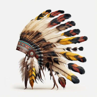 Cute Beautiful Native American Feather Headdres Sublimation Clipart, side view, hyper realistic, intricate detail, illustration style, high solution, on the white background