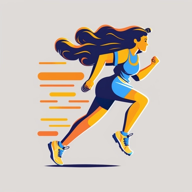 clipart girl running clip art png, in the style of sketchfab, dynamic and energetic, yellow and blue, 32k uhd, animated gifs, emphasis on linear perspective, flat and graphic