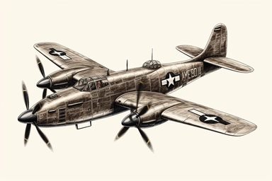 lockhead P-38 Lightening, WWII Army fighter plane, flying, Clipart, PNG Clipart, Illustration clipart, 4K, extremely detailed