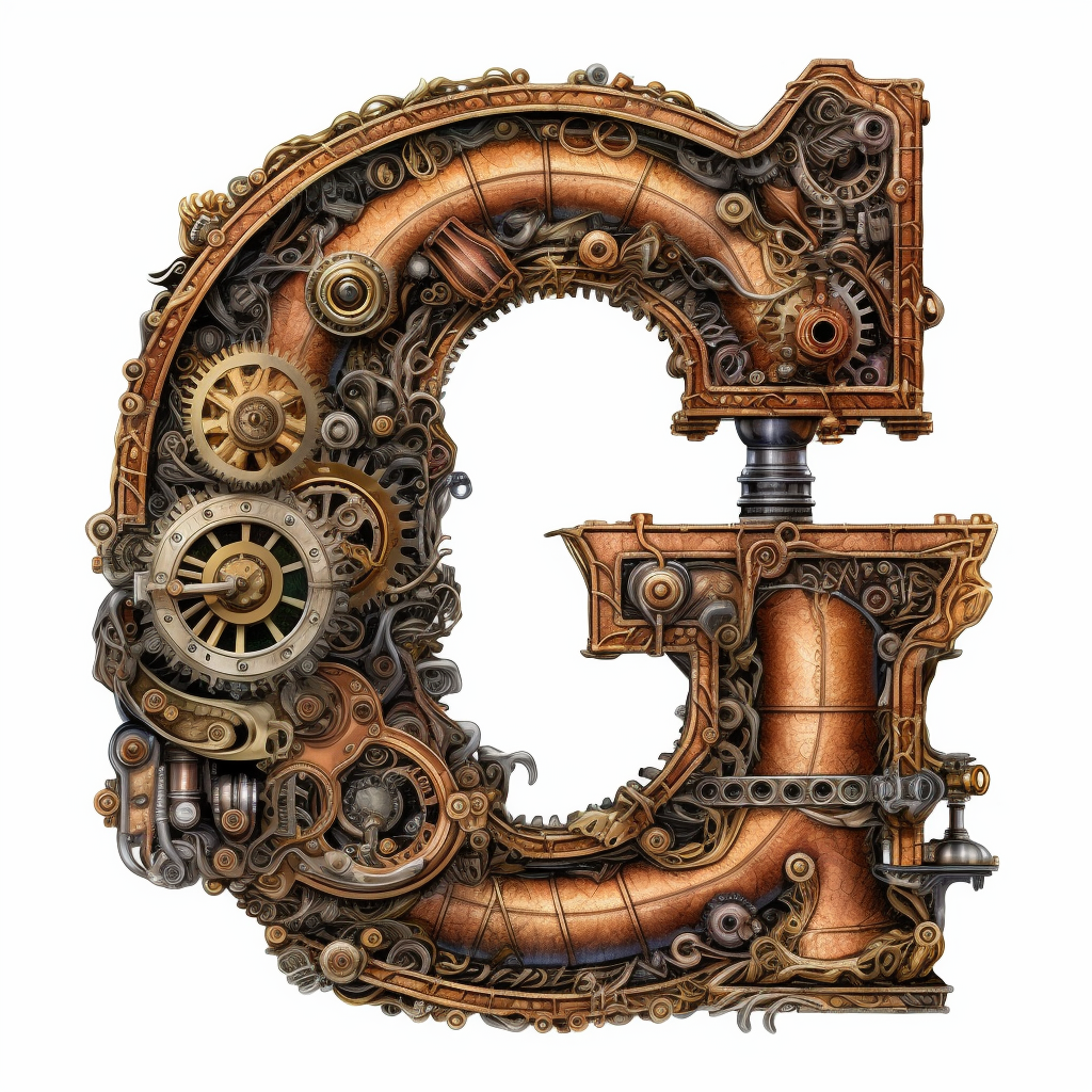 Steampunk style Letter G, clipart, white background - Clip Art Library