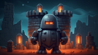 award winning halloween theme, full body cute heavy armored very long and big castle walls exterior, serene, dark fantasy ,Clipart, cartoon, realistic, isolated, full building, gaming style, isolated, plain color background