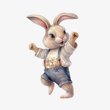 adorable bunny dancing, handpaint watercolor, high resolution, cartoon style, watercolor clipart,