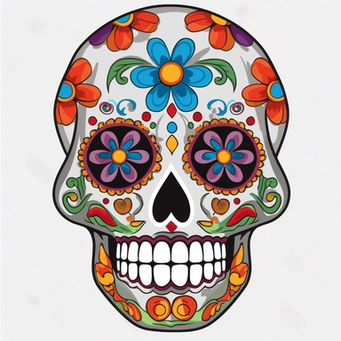 Colorful Sugar Skull PNG Day of the Dead PNG file sublimation cartoon full body,Clipart PNG, Transparent