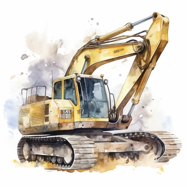 Construction Vehicle clipart on a white background, watercolor