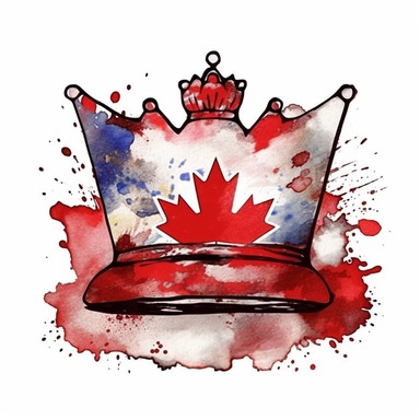 Watercolor A top hat with a Canadian flag and crown Clipart desert cartoon t-shirt graphic, vector, contour, isolated on a white background