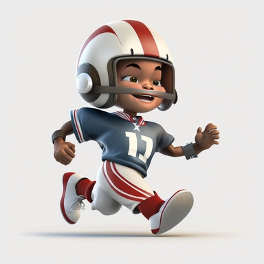 Little boy playing american football, full body, smiling, american football, Sport graphics, action clipart, 16k, isolated on white background, 3d, rendered by pixar s 150