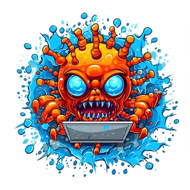 vector art, computer virus, malware, spyware, logo, clipart, white background