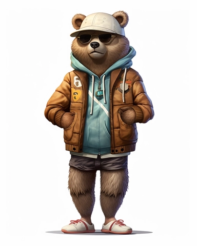 brown bear in a tracksuit ,wearing a hat ,cartoon, ,Cool, full body, Sublimation Clipart ,Cartoon,hyper realistic, intricate detail, illustration style,high solution, clipart, ,8k, style of Bohemian, style of Anna Süßbauer and Jon Klassen,vector, Vector, white background,Solid Background, Sharpness and clarity, masterpiece, trending on Artstation and Dribbble.--v 5.1
